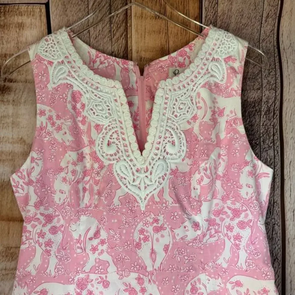 Lilly Pulitzer Top Sleeveless White‎ Label Run for the Roses Rhino Derby Size 8 - Picture 3 of 7